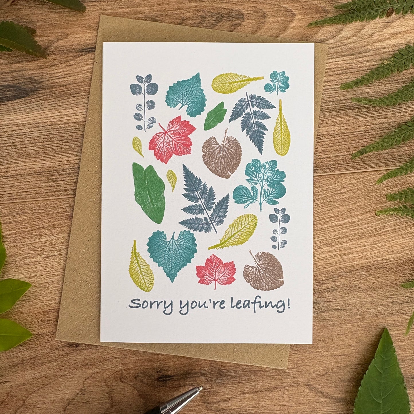 Sorry you’re leafing -leaving greeting card