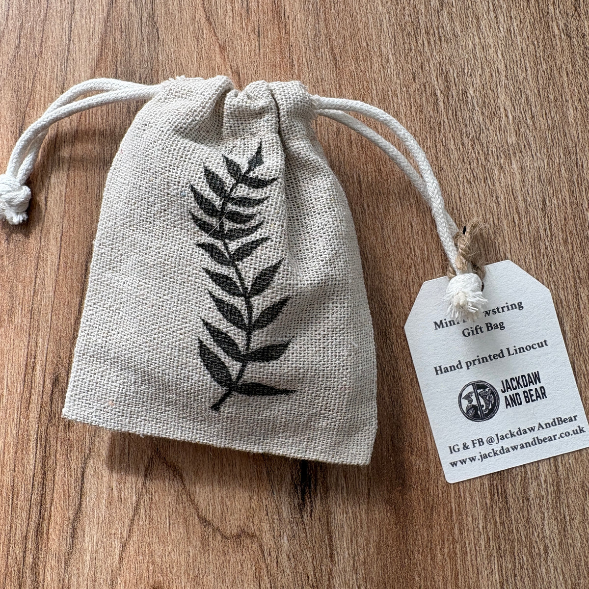 Mini gift pouches- linocut gift bags