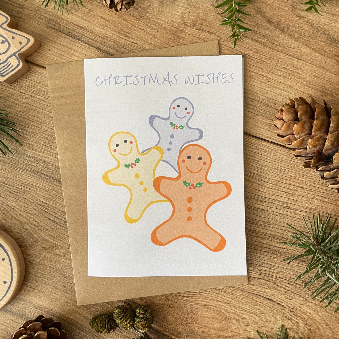 Three Gingerbread Men Christmas card