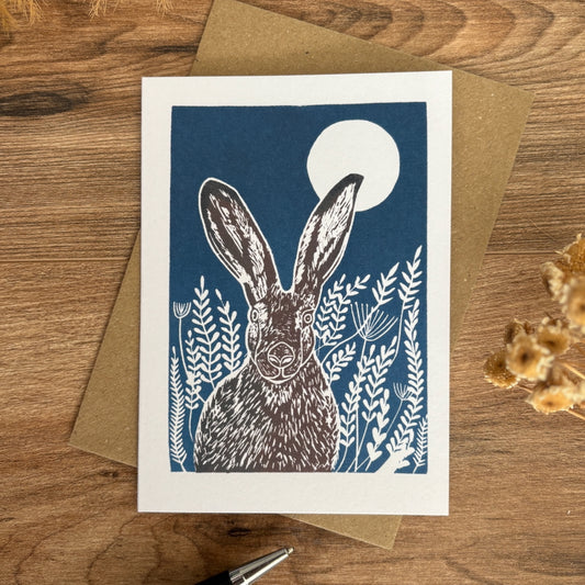 Moonlight Hare Greeting card