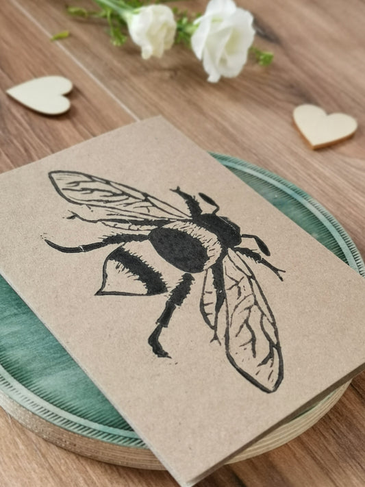 Bumblebee greeting card - on Kraft