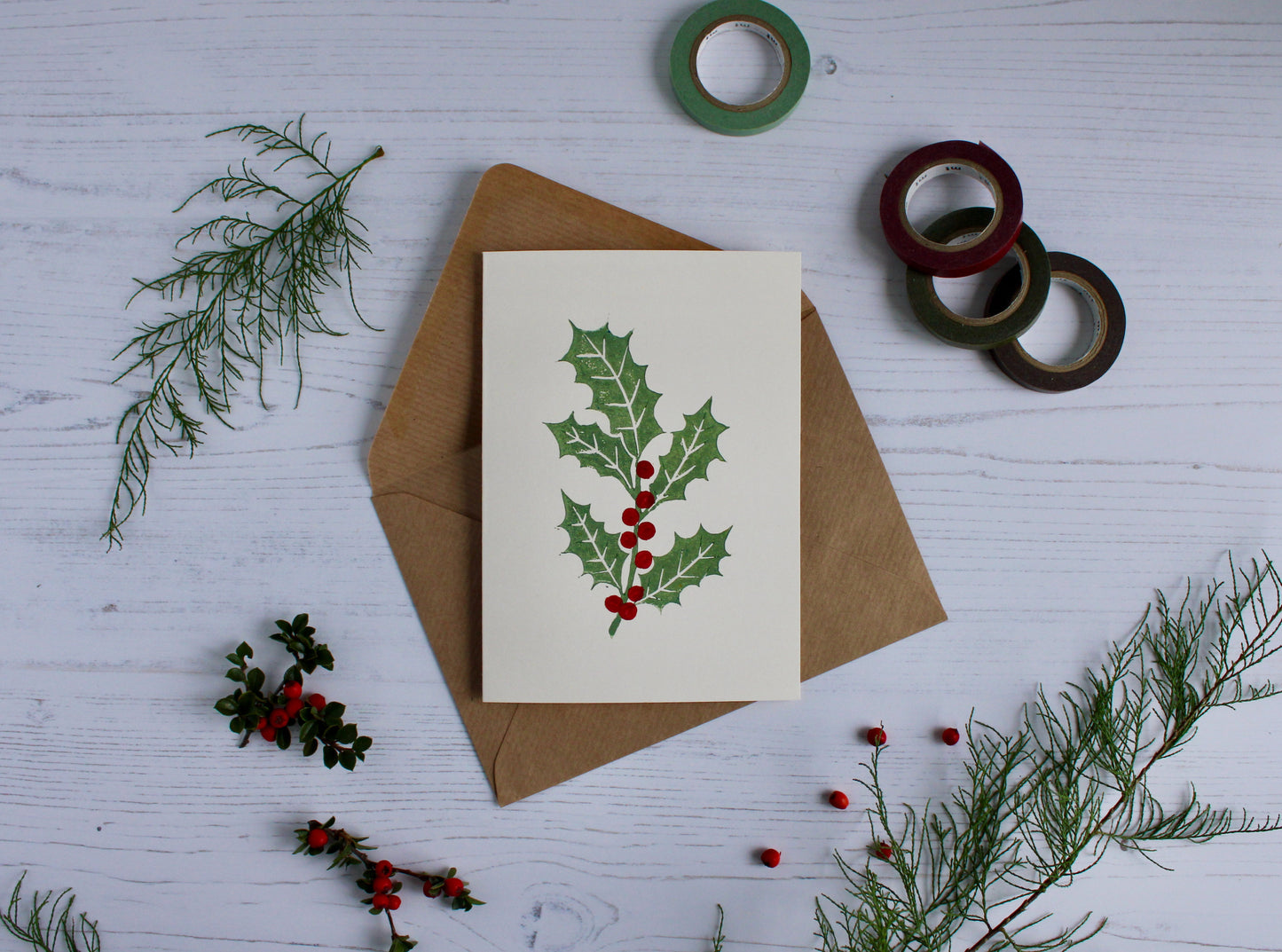 Holly & berries Christmas Card