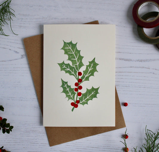 Holly & berries Christmas Card
