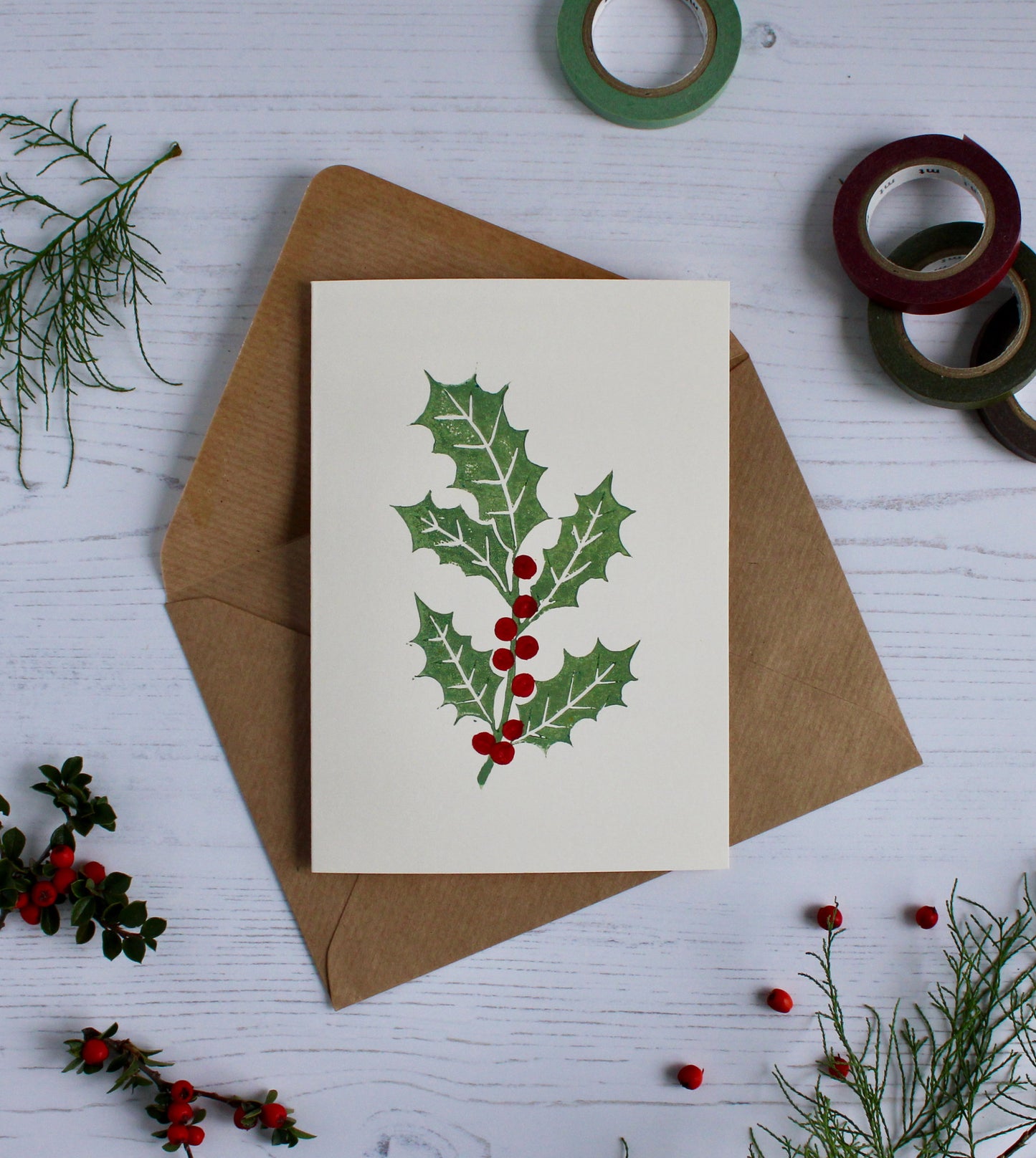 Holly & berries Christmas Card