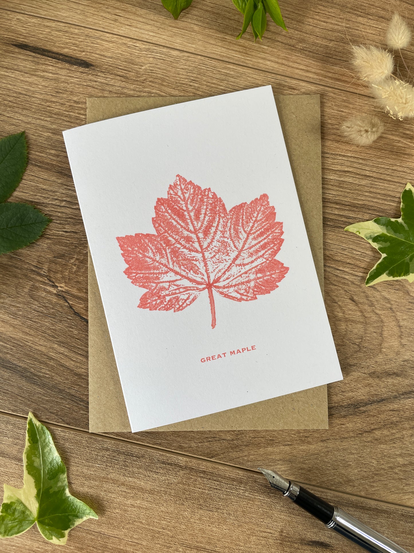 Great maple, Sycamore botanical greeting card