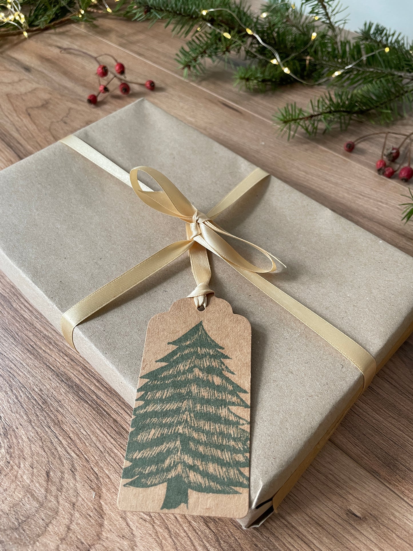 Christmas Gift Tags, set of 6 hand printed