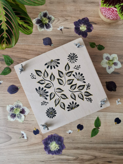 Flower Press - pressing flowers, hand printed design by Jackdaw and Bear
