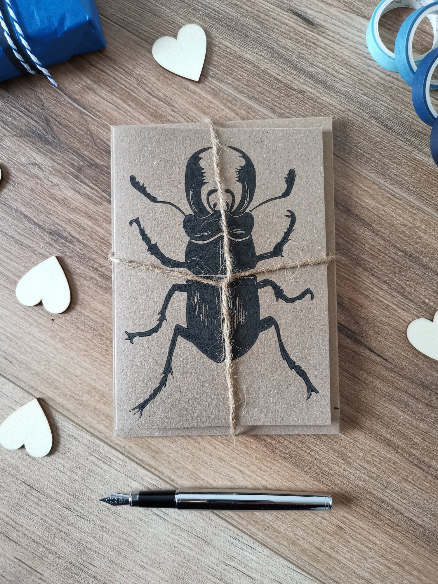Jackdaw & Bear greetings cards, nature & insect designs, hand printed birthday, anniversary, valentines cards