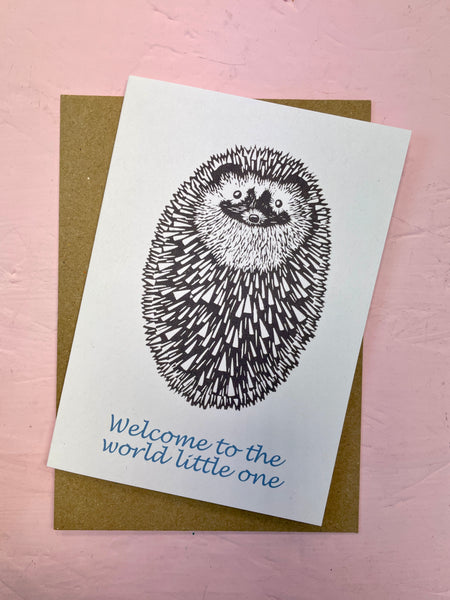 Welcome to the world new baby hedgehog greeting card