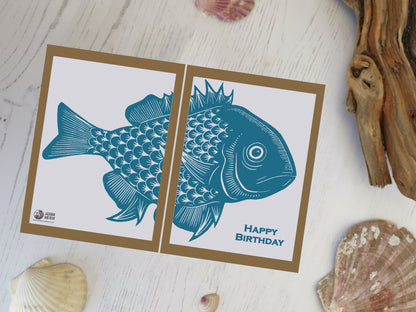Blue Fish Happy Birthday Card