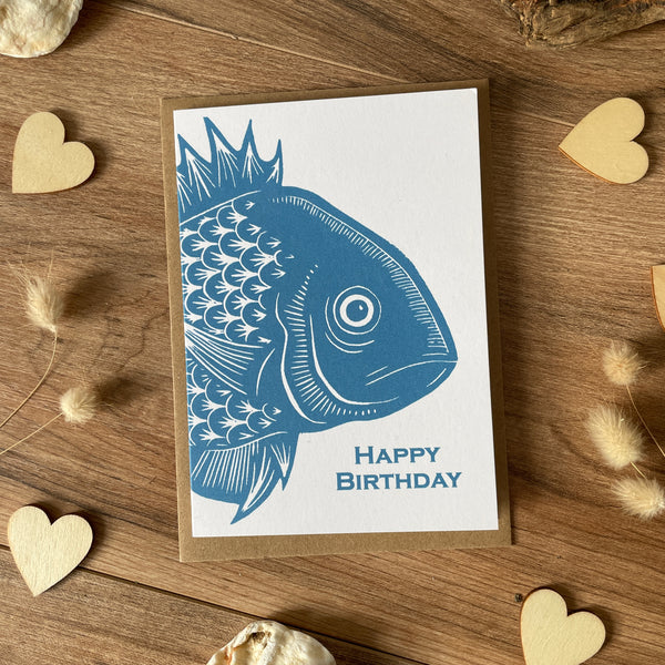 Blue Fish Happy Birthday Card