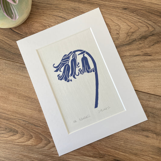 Bluebell botanical linocut print
