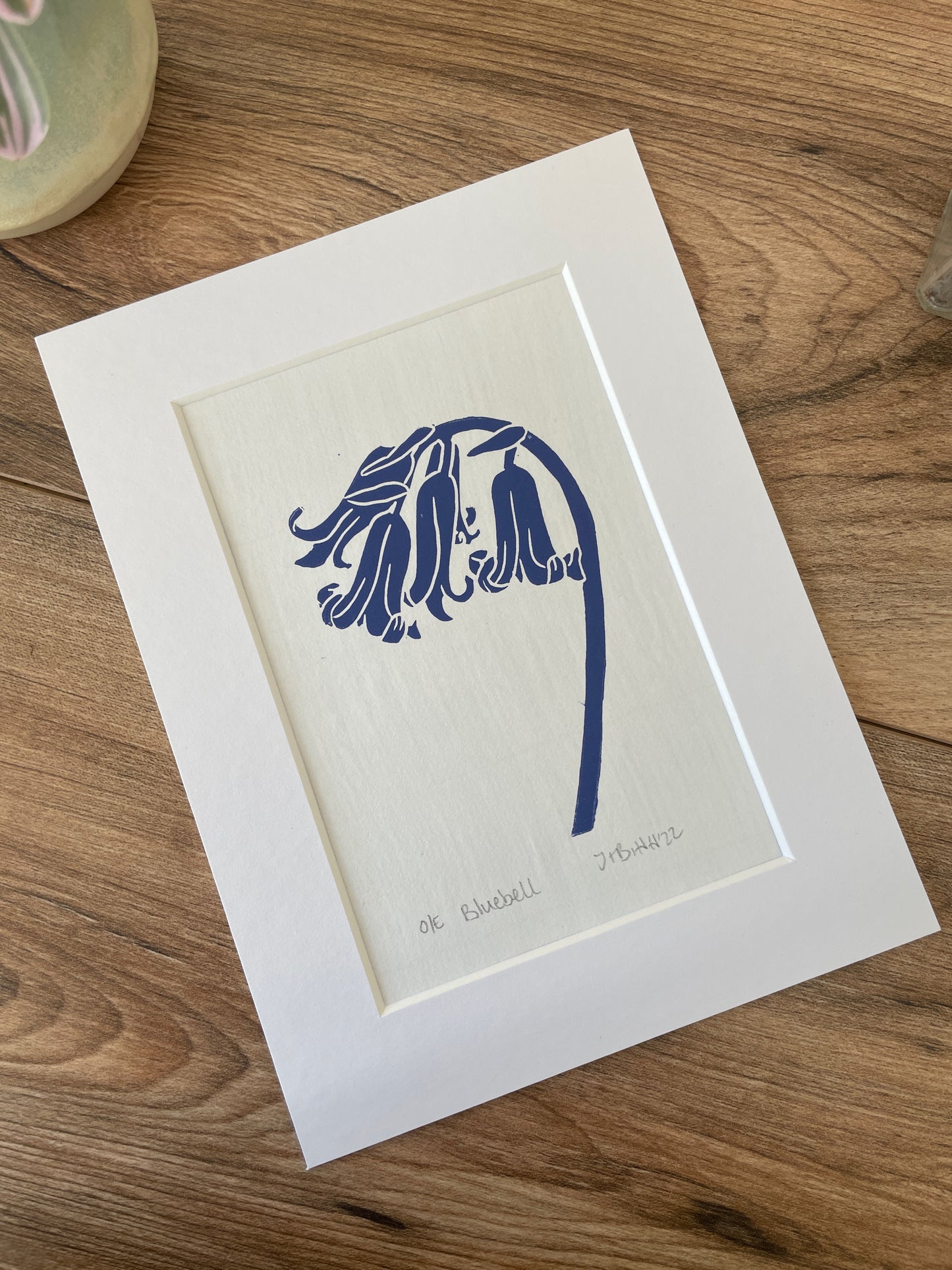 Bluebell botanical linocut print