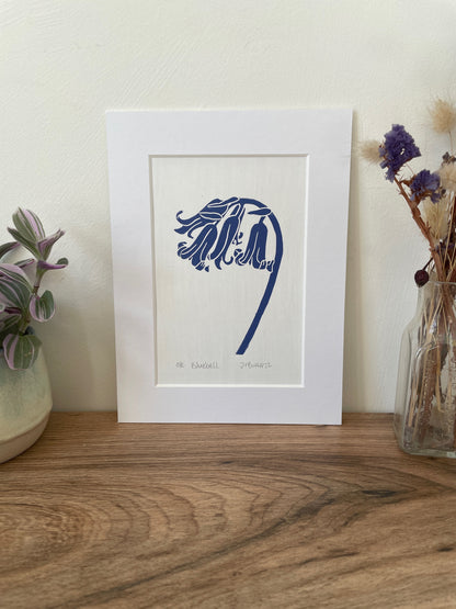 Bluebell botanical linocut print