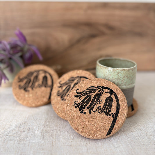 Bluebell Linocut Cork Coaster