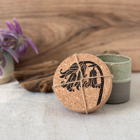 Bluebell Linocut Cork Coaster