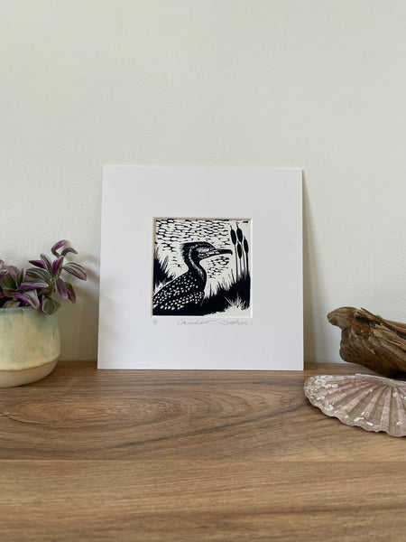 Cormorant - Linocut Art Print