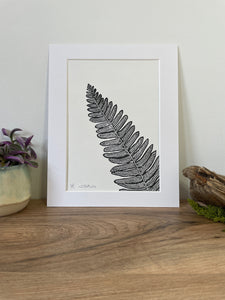 Deer Fern Linocut art print