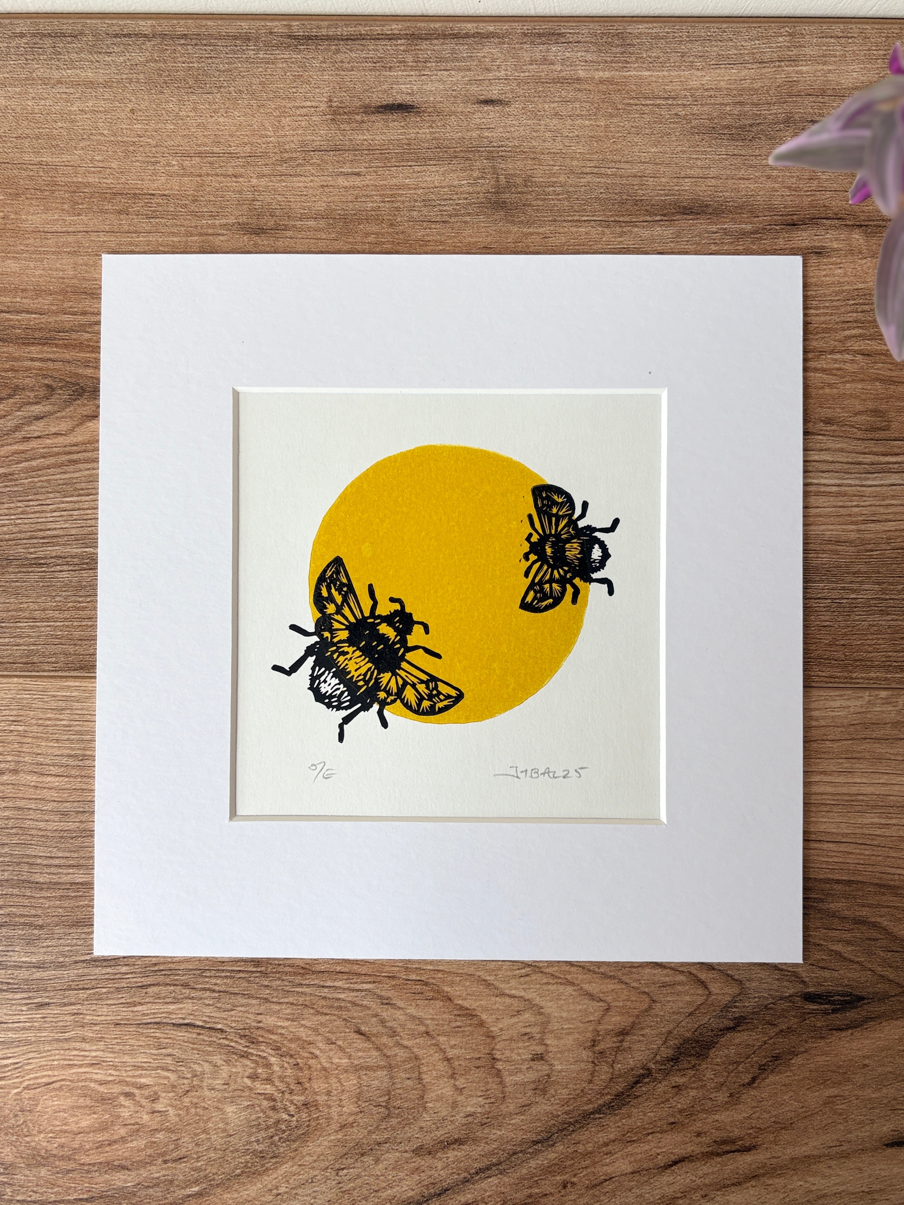 Linocut hand printed insect art prints, nature wall art for wildlife ...