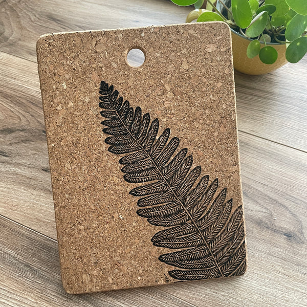 Fern Cork Trivet / Pot stand- linocut printed