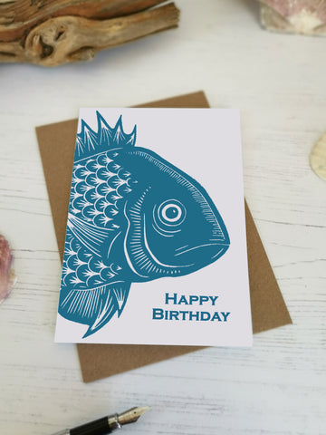 Blue Fish Happy Birthday Card