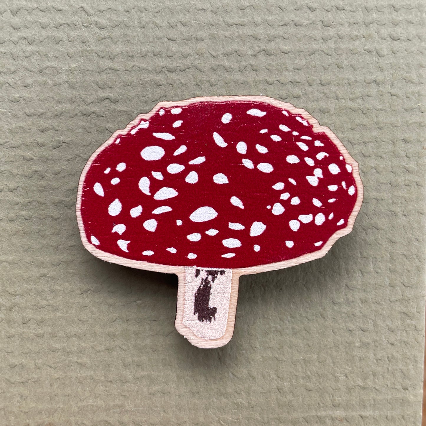 Fly Agaric Fungi Wooden Pin Badge - toadstool, nature brooch.