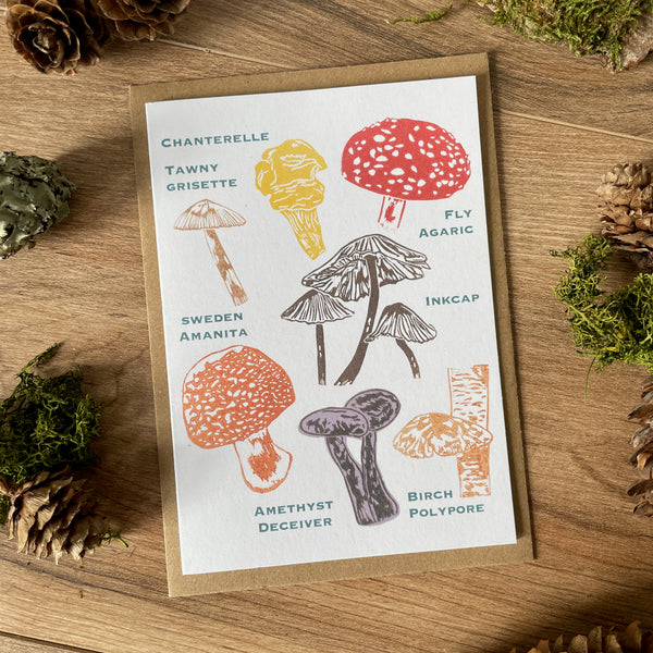 Fungi foray foragers greeting card