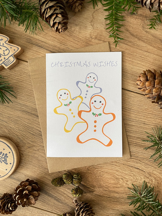 Three Gingerbread Men Christmas card