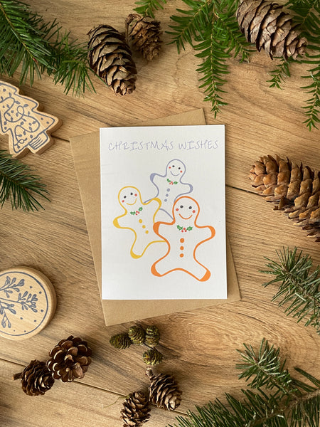 Three Gingerbread Men Christmas card