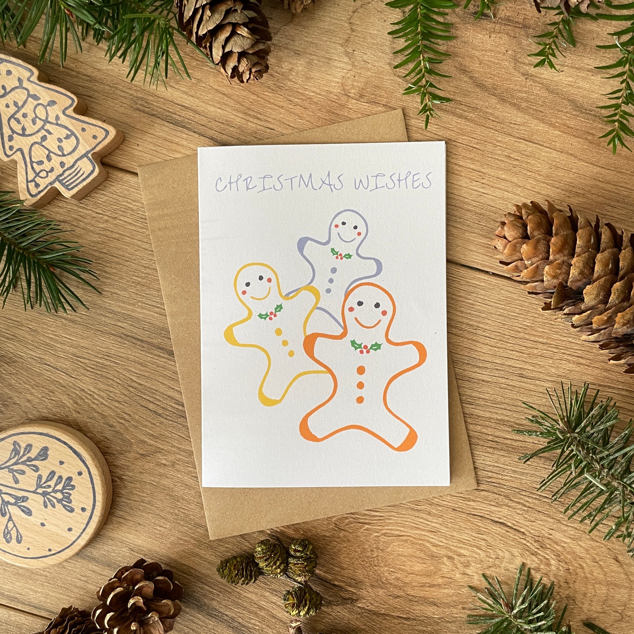 Three Gingerbread Men Christmas card