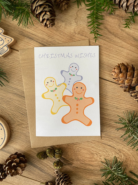 Three Gingerbread Men Christmas card
