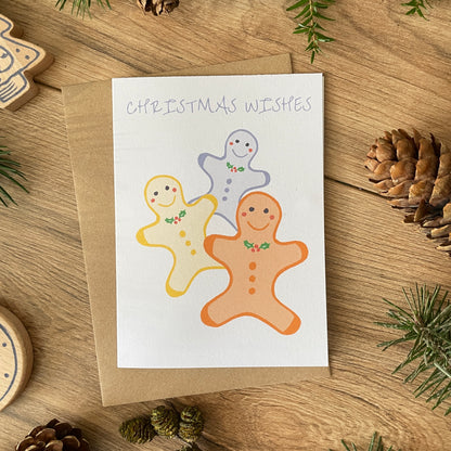 Three Gingerbread Men Christmas card