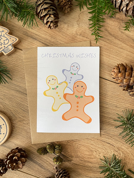 Three Gingerbread Men Christmas card