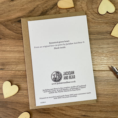 Green botanical heart greeting card