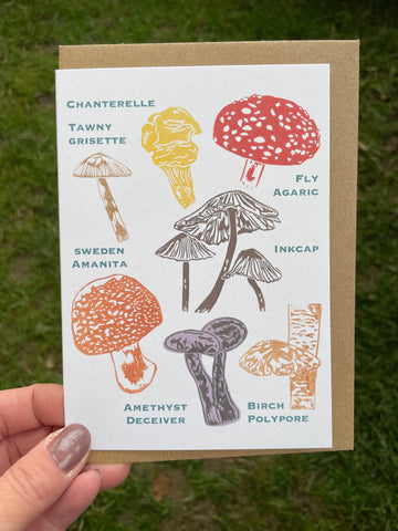 Fungi foray foragers greeting card