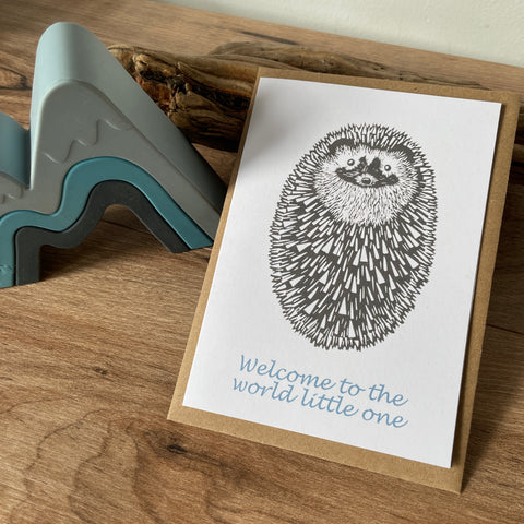 Welcome to the world new baby hedgehog greeting card