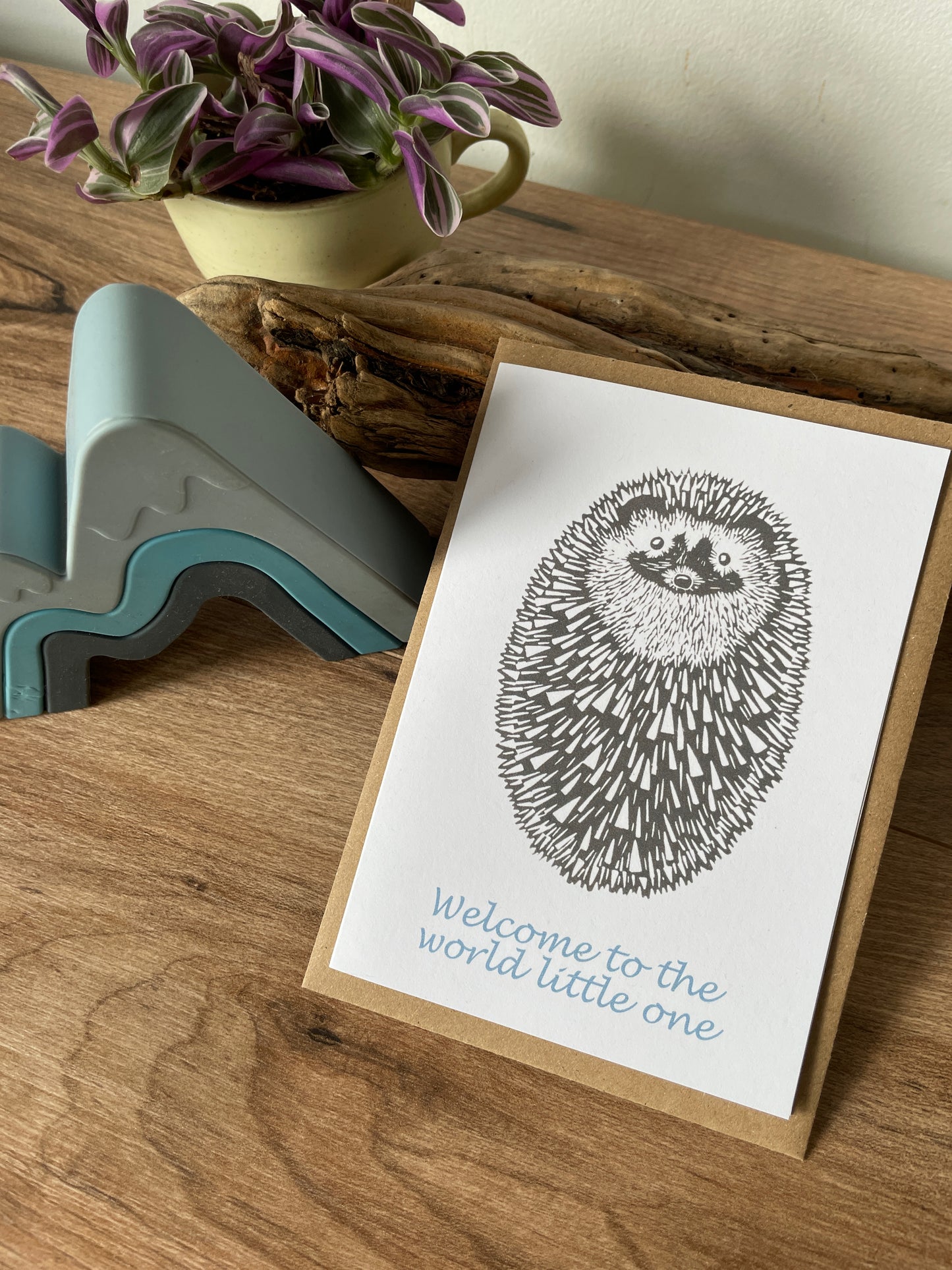 Welcome to the world new baby hedgehog greeting card