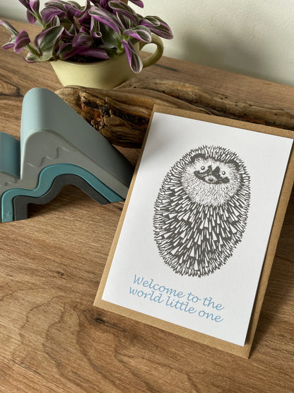 Welcome to the world new baby hedgehog greeting card