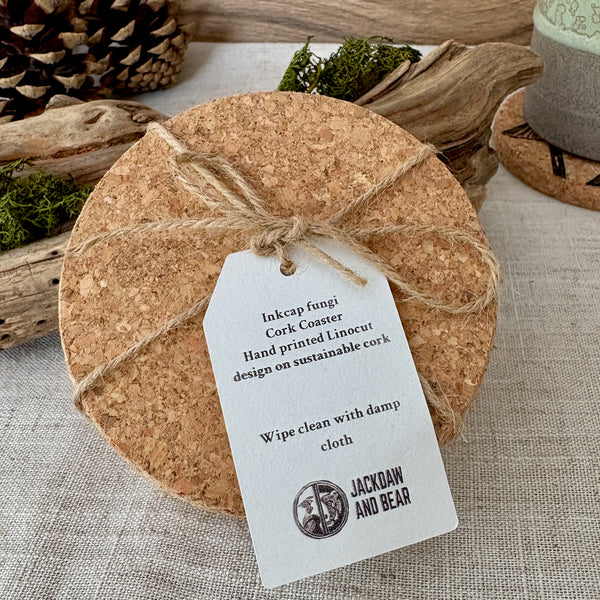 Inkcap fungi Cork Coasters