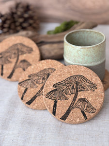 Inkcap fungi Cork Coasters