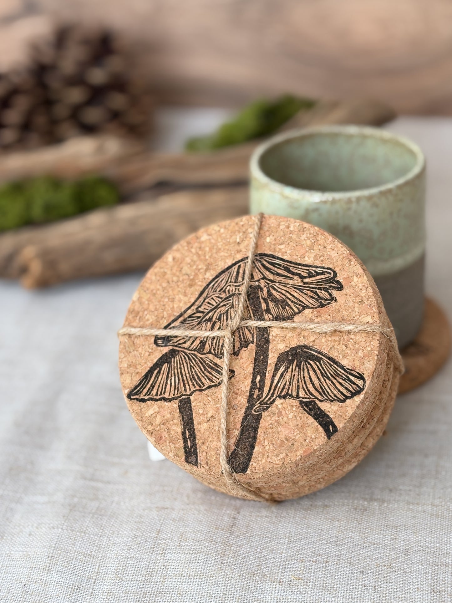 Inkcap fungi Cork Coasters