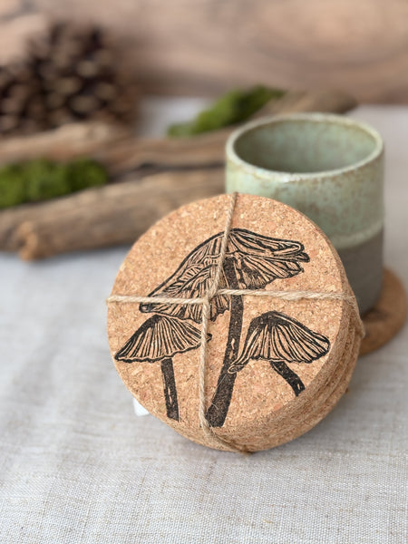 Inkcap fungi Cork Coasters