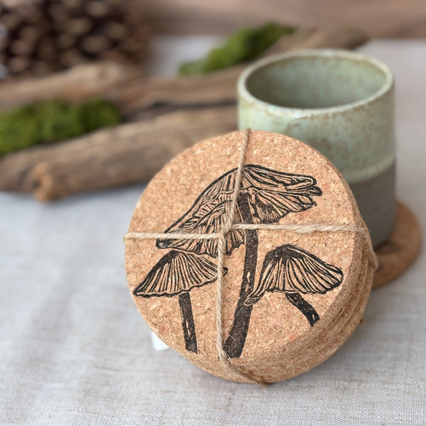 Inkcap fungi Cork Coasters