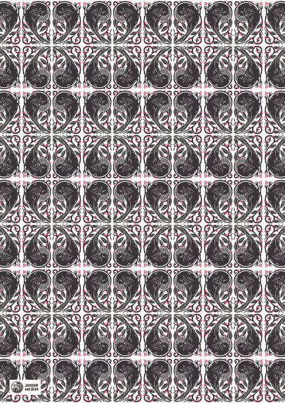 Jackdaw Berries linocut design Wrapping Paper – 50 x 70cm