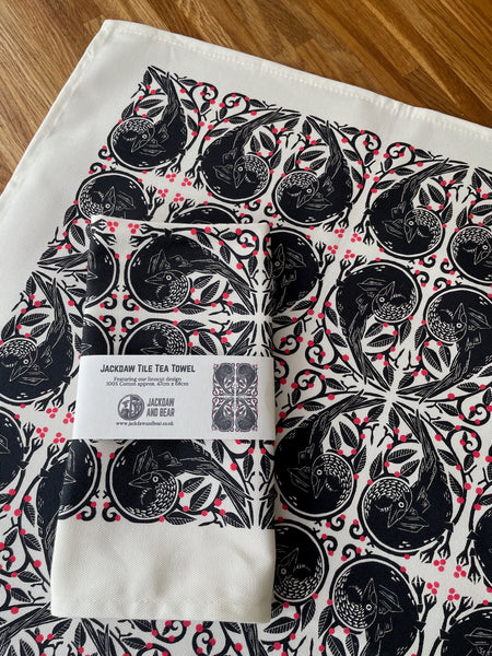 Jackdaw Tile Tea Towel