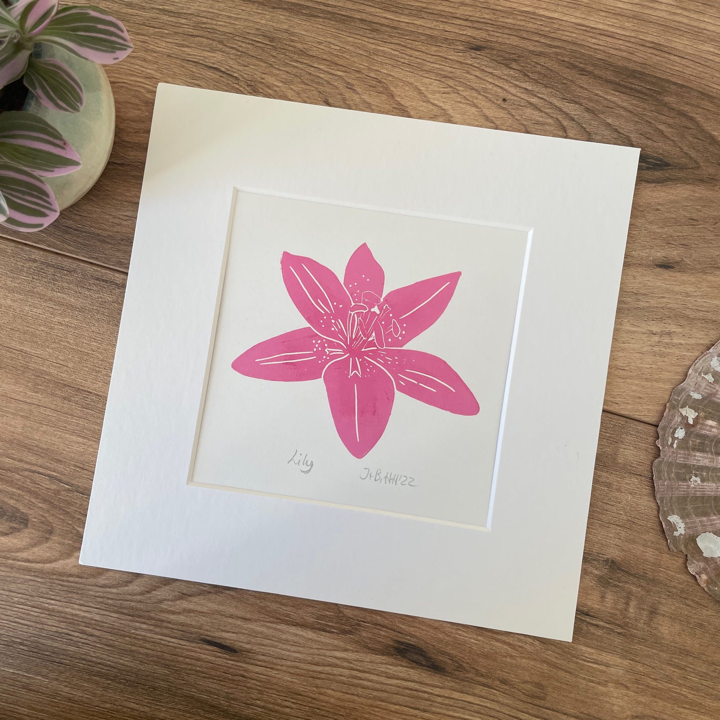 Lily botanical linocut print