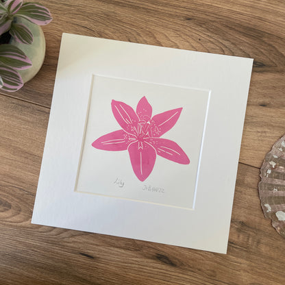 Lily botanical linocut print