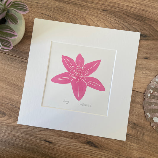 Lily botanical linocut print