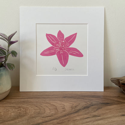 Lily botanical linocut print