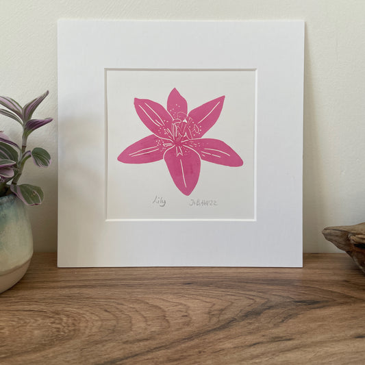 Lily botanical linocut print